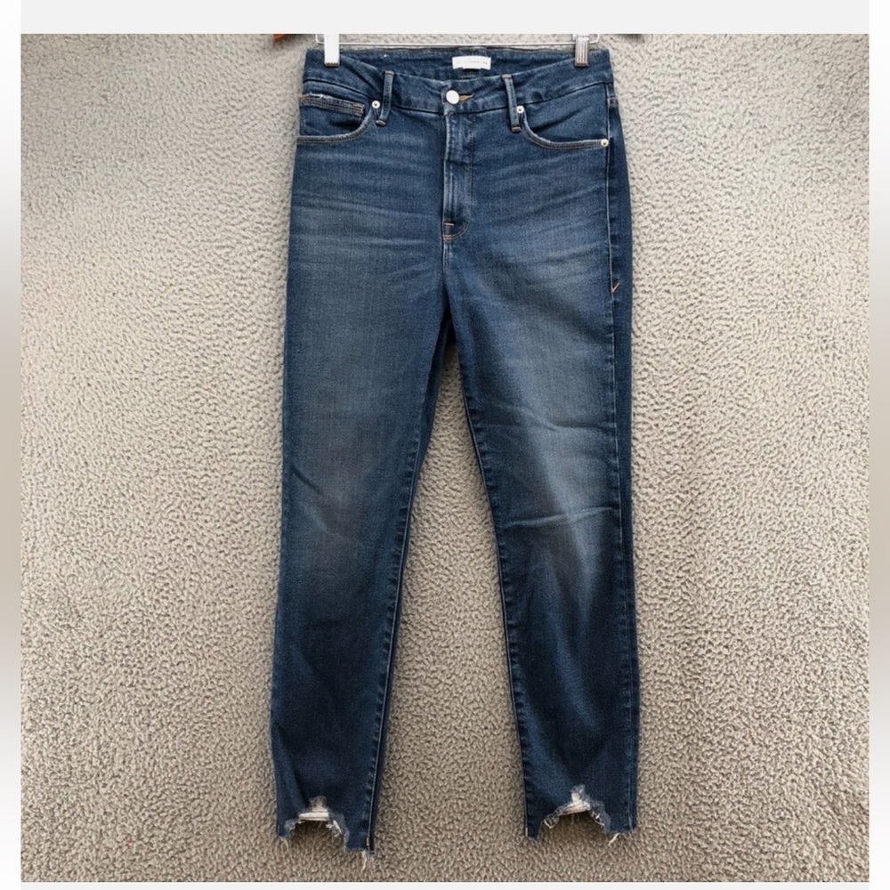 Good American - Good Legs Crop- Skinny Jeans with Distressed Hem and Faded Wash